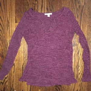 Maroon lace up shirt from American Eagle